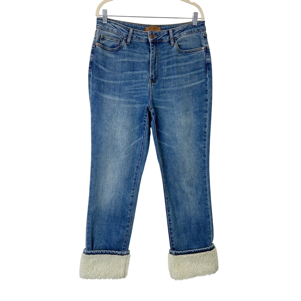 Judy Blue Straight Fit Sherpa Fleece Cuff Jeans Women's 31 High Rise